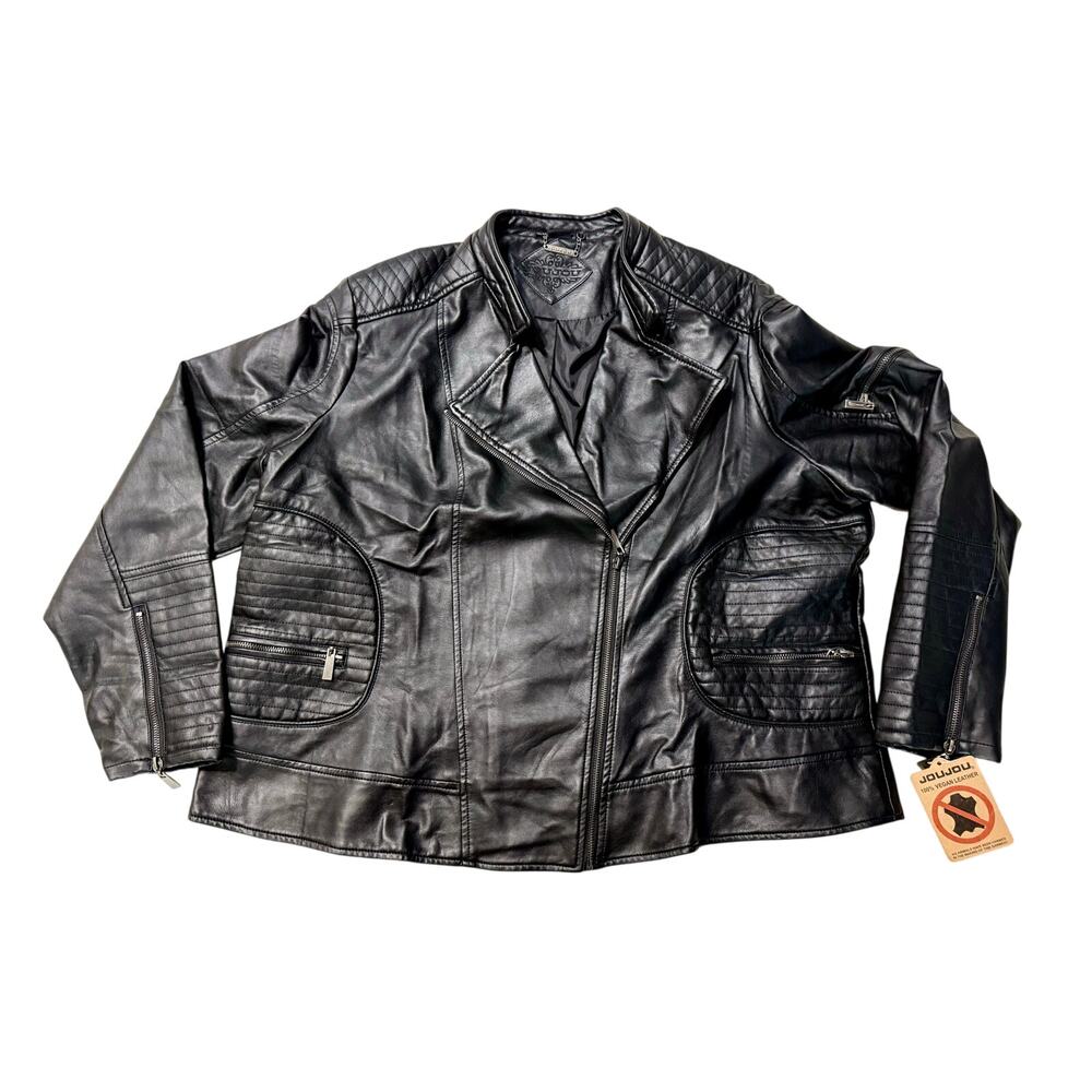 JOUJOU Black Vegan Leather Moto Jacket – Women’s Plus Size 3X – NWT
